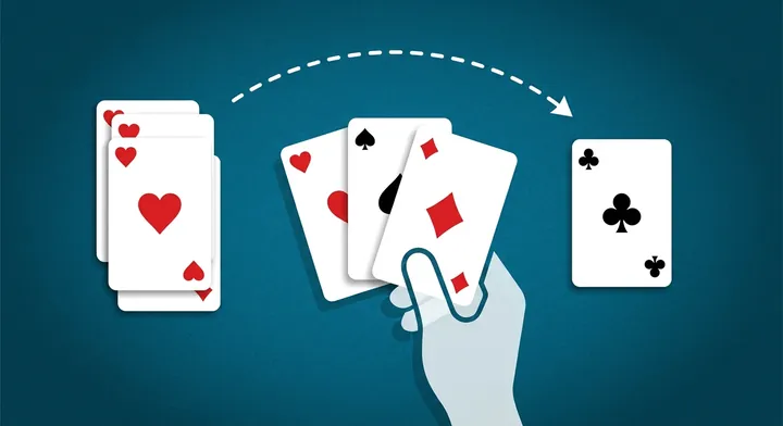 An ordered run of cards being carried together from one column to another in FreeCell