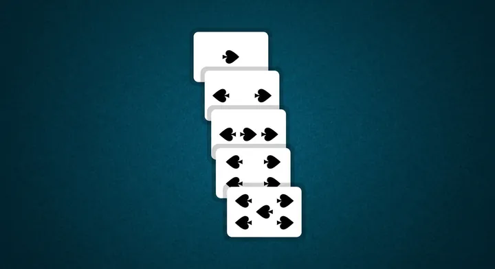 A tableau column built downward in a single suit, from a high card to a low one in Baker's Game